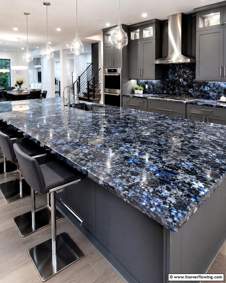 Blue Pearl Granite Countertops - 25 Granite Kitchen Countertop Ideas for Elegant Kitchens