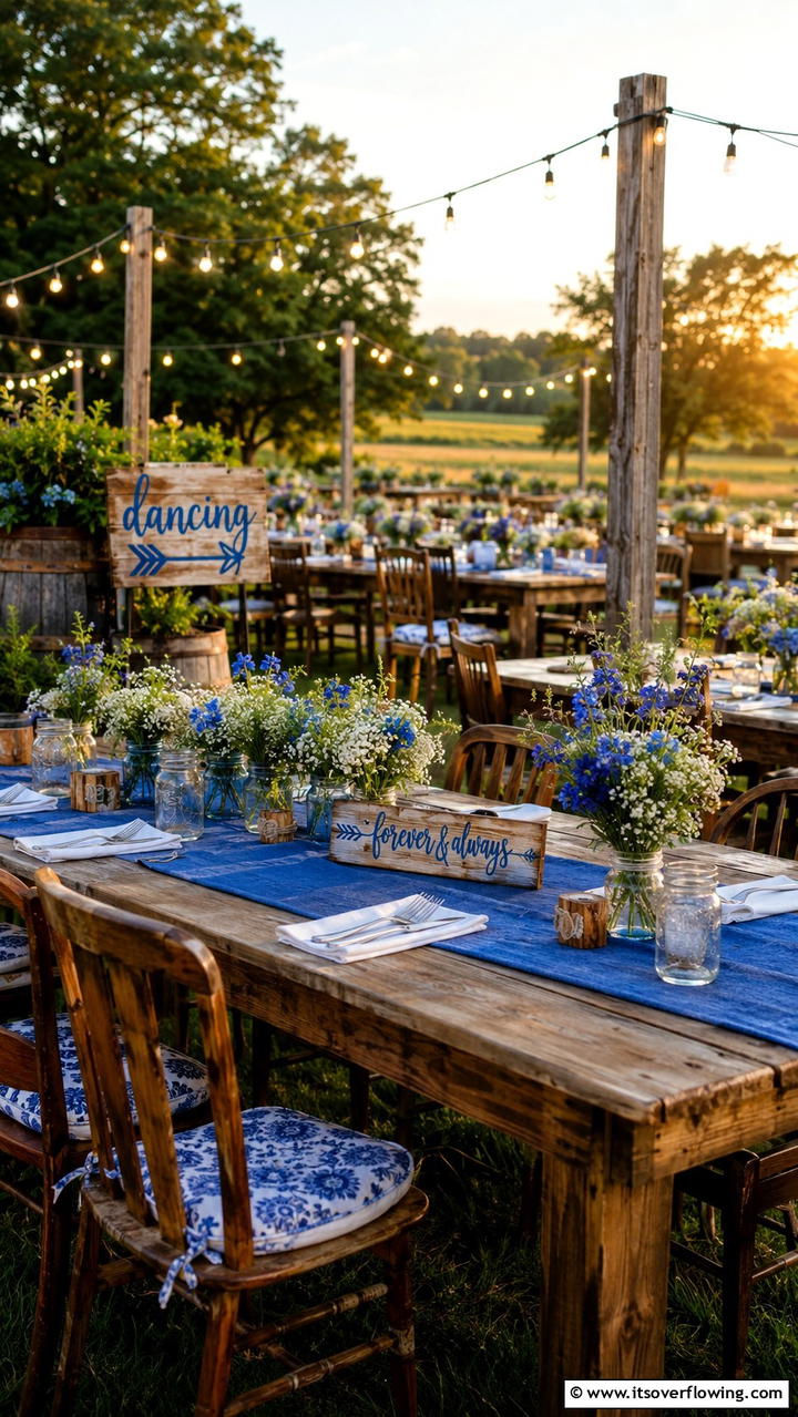 Blue Rustic Charm - 30 Blue Wedding Theme Ideas for Serene Celebrations