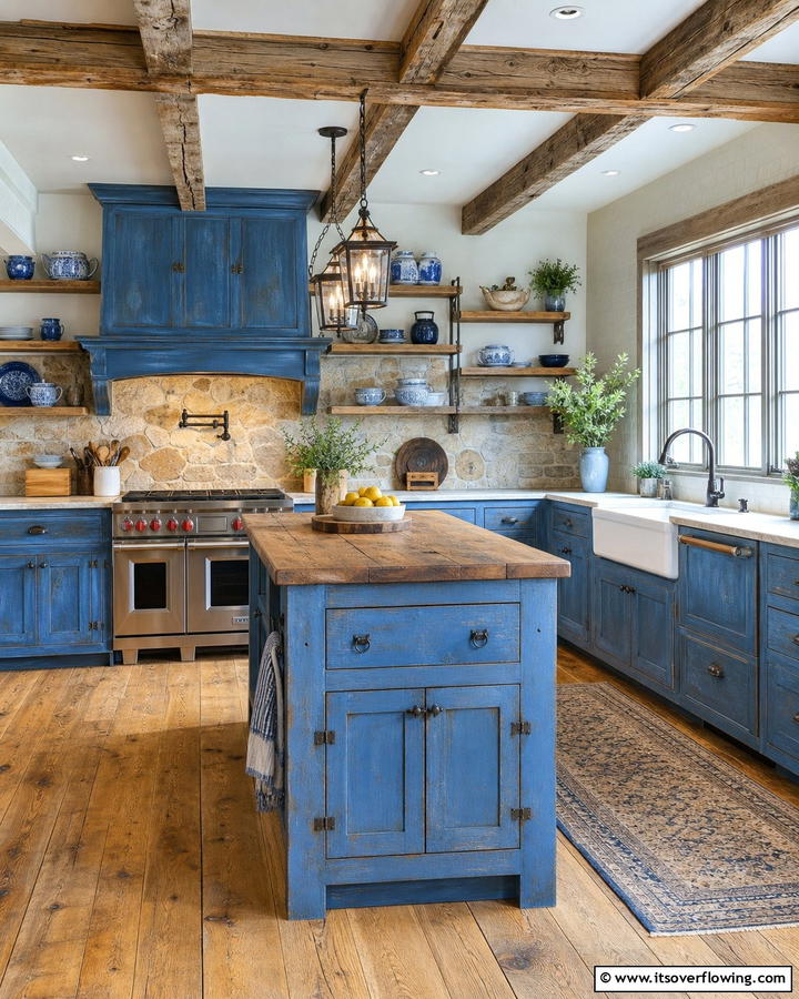 Blue Rustic Charm - 21 Inviting Blue Kitchen Ideas for Coastal or Modern Themes