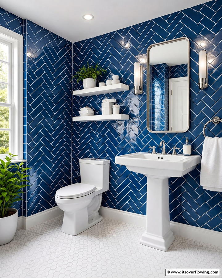 Blue Subway Tile Wall - 25 Blue Bathroom Ideas for a Serene Retreat