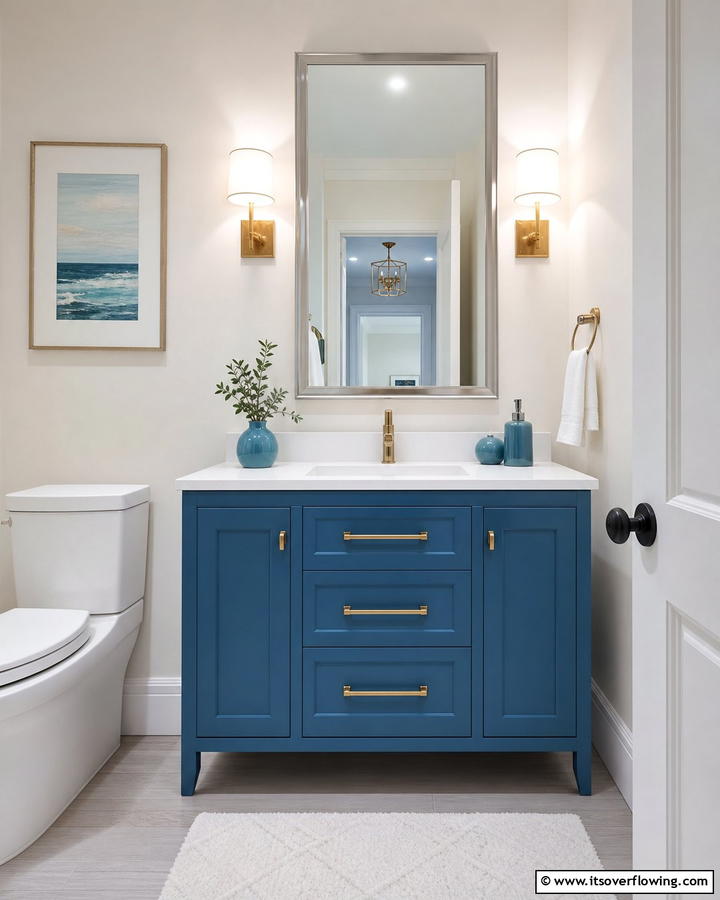 Blue Vanity Focus - 20 Blue Powder Room Ideas- Small Space, Big Style