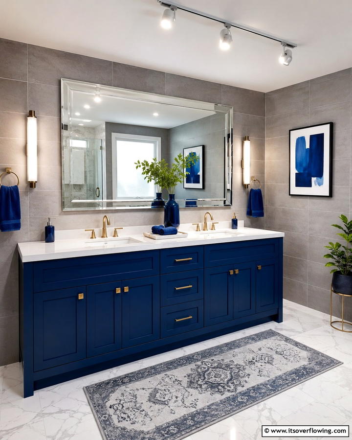 Blue Vanity with Gray Accents - 25 Blue and Gray Bathroom Ideas for a Modern Look
