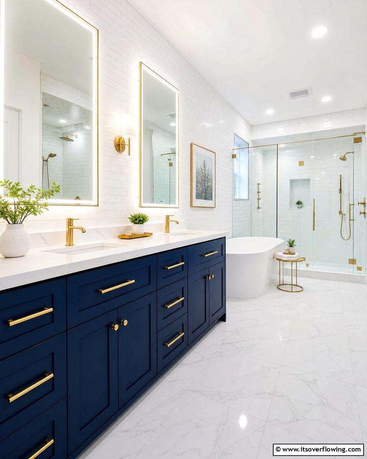 Blue Vanity with White Countertop - 25 Blue and White Bathroom Ideas for a Fresh Look