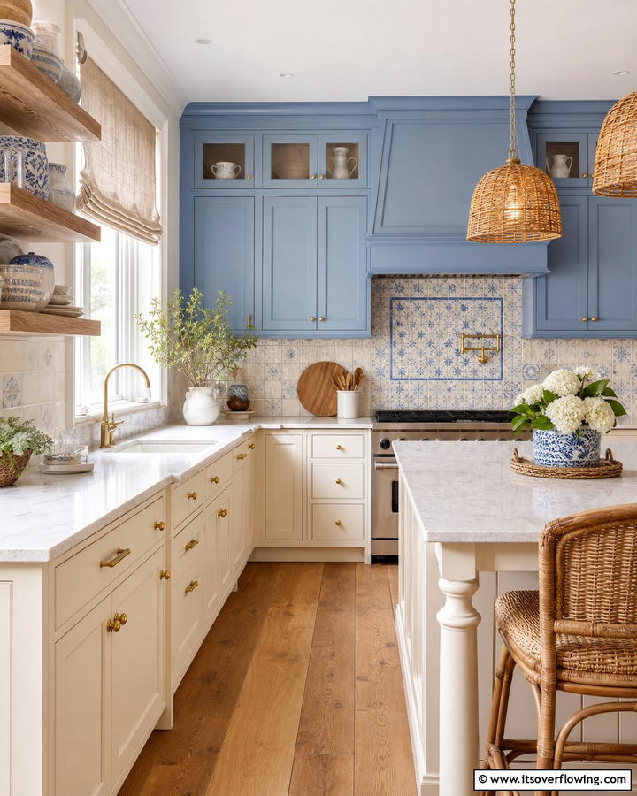 Blue and Cream Color Palette - 20 Blue French Country Kitchen Ideas- Charming & Bright
