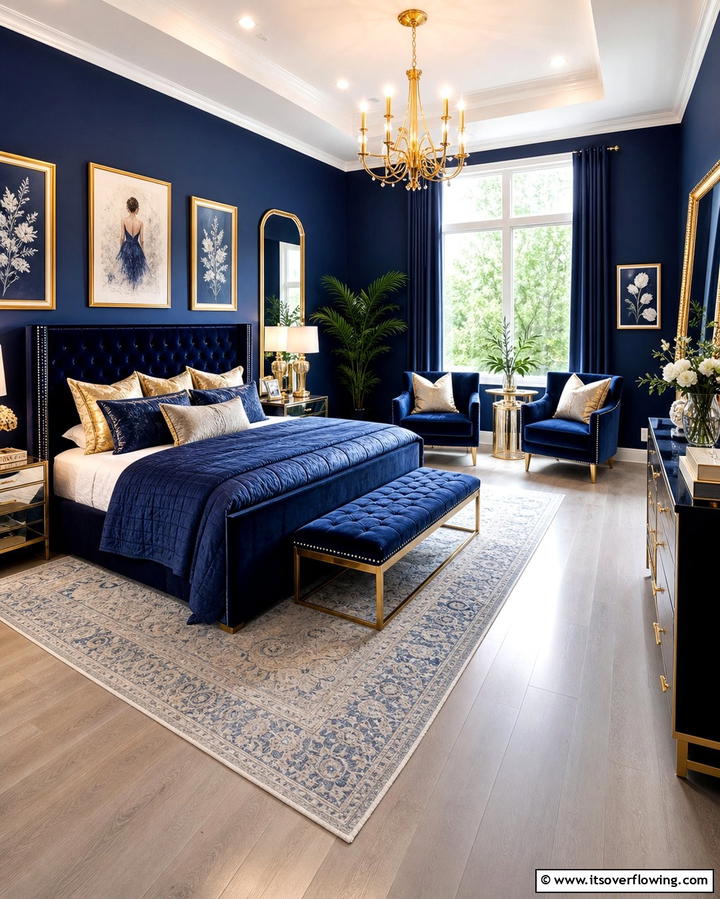 Blue and Gold Accents - 25 Girls Blue Bedroom Ideas- Fresh & Calming Designs
