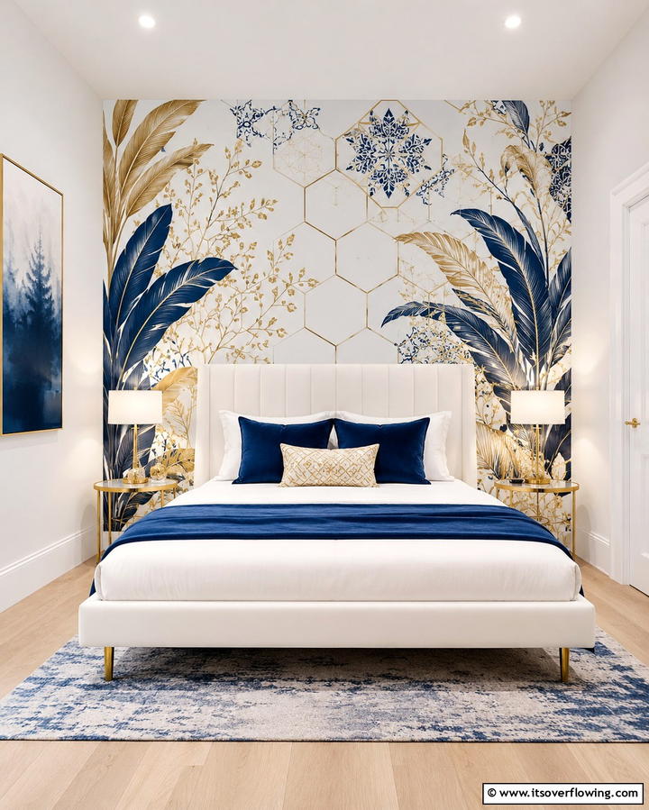 Blue and Gold Wall Decals - 25 Blue and Gold Bedroom Ideas for a Regal Atmosphere