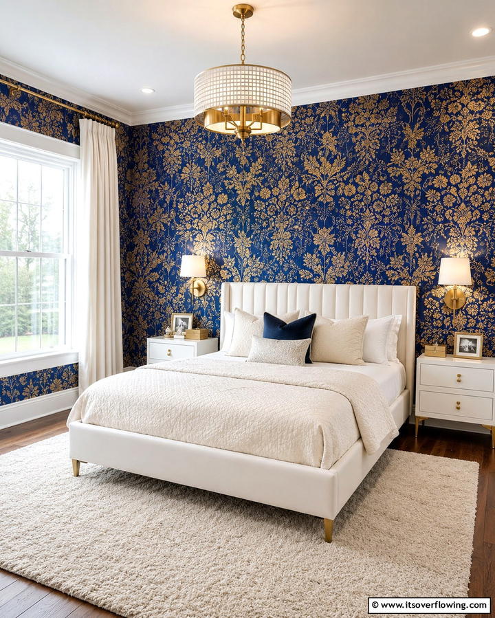Blue and Gold Wallpaper - 25 Blue and Gold Bedroom Ideas for a Regal Atmosphere