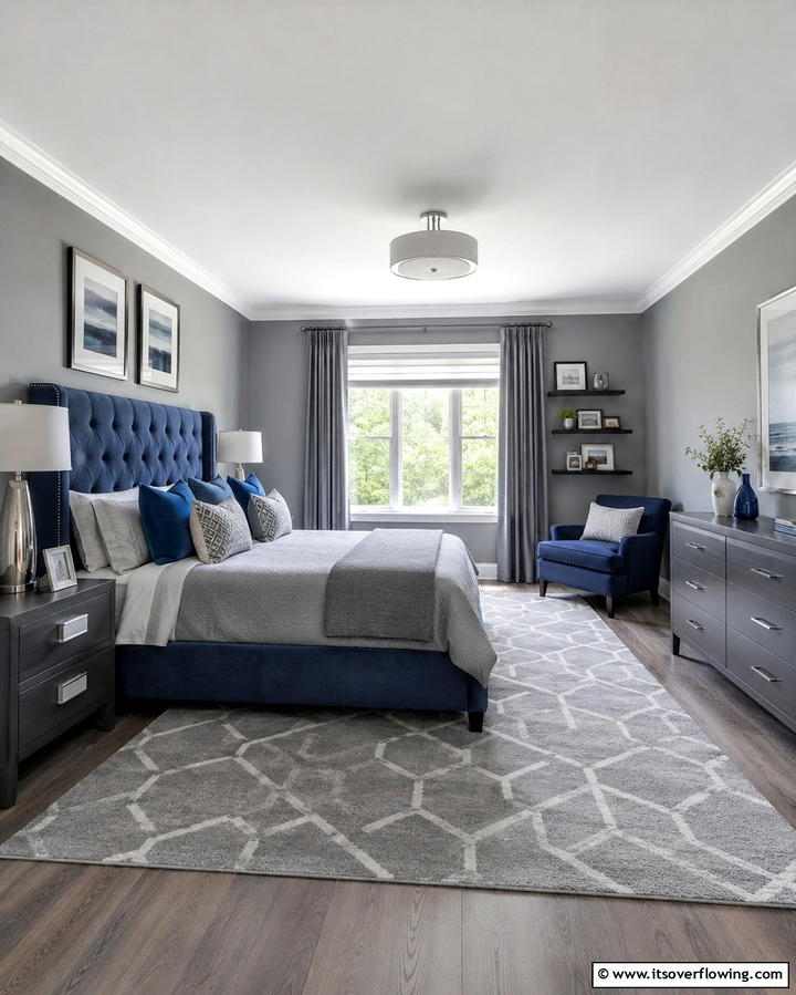 Blue and Gray Combination - 25 Moody Blue Bedroom Ideas for a Relaxing Space