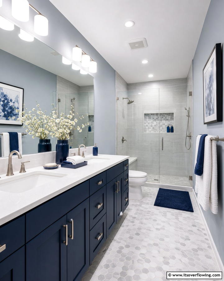 Blue and Grey Duo - 25 Blue Bathroom Ideas for a Serene Retreat