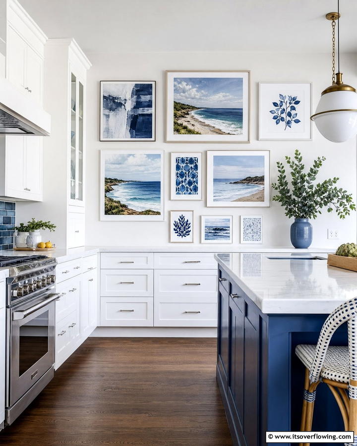 Blue and White Artwork - 25 Blue and White Kitchen Ideas for a Fresh and Timeless Look