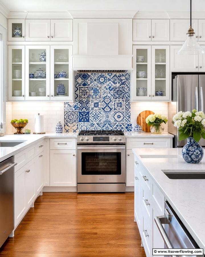 Blue and White Backsplash Magic - 25 Blue and White Kitchen Ideas for a Fresh and Timeless Look