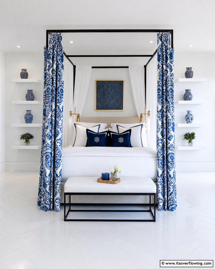 Blue and White Canopy Beds - 25 Blue and White Bedroom Ideas for a Calming Space
