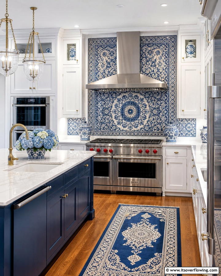 Blue and White Mosaic Designs - 25 Blue and White Kitchen Ideas for a Fresh and Timeless Look