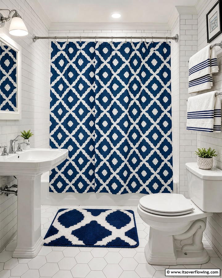 Blue and White Patterned Shower Curtains - 25 Blue and White Bathroom Ideas for a Fresh Look