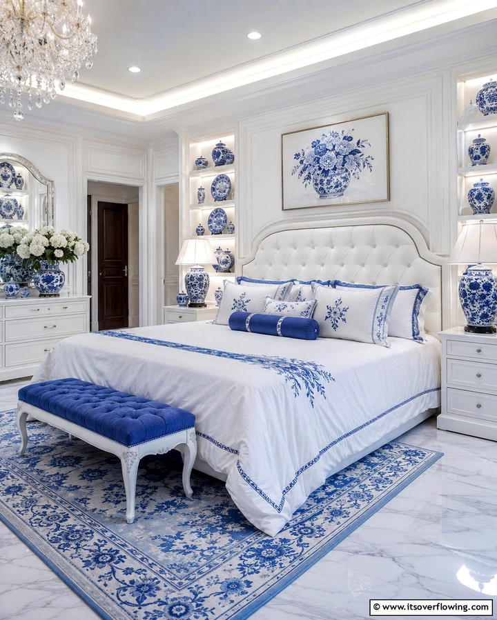 Blue and White Porcelain Decor - 25 Chinoiserie Bedroom Ideas for an Exotic Touch