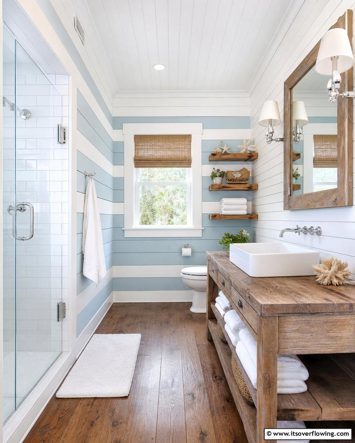 Blue and White Shiplap Walls - 25 Blue and White Bathroom Ideas for a Fresh Look