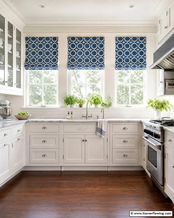 Blue and White Window Treatments - 25 Blue and White Kitchen Ideas for a Fresh and Timeless Look
