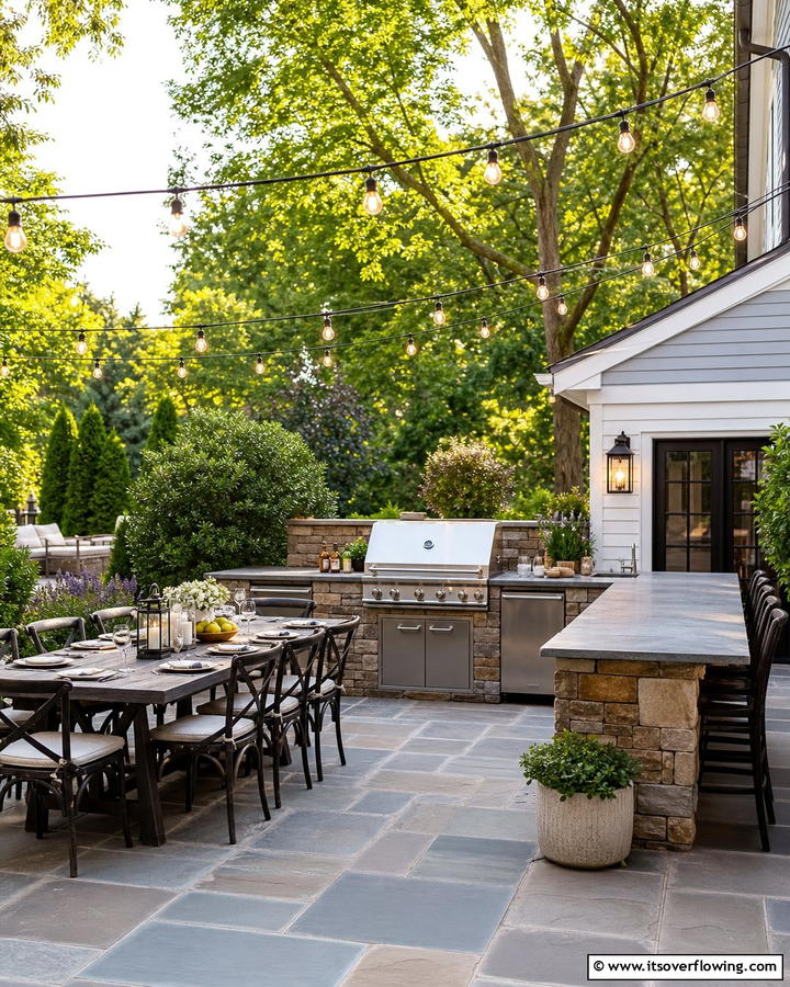 Bluestone Patio with Outdoor Kitchen for Entertaining - 25 Beautiful Bluestone Patio Ideas for Outdoor Living