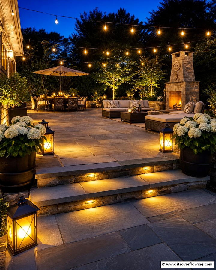 Bluestone Patio with Outdoor Lighting for Evening Elegance - 25 Beautiful Bluestone Patio Ideas for Outdoor Living
