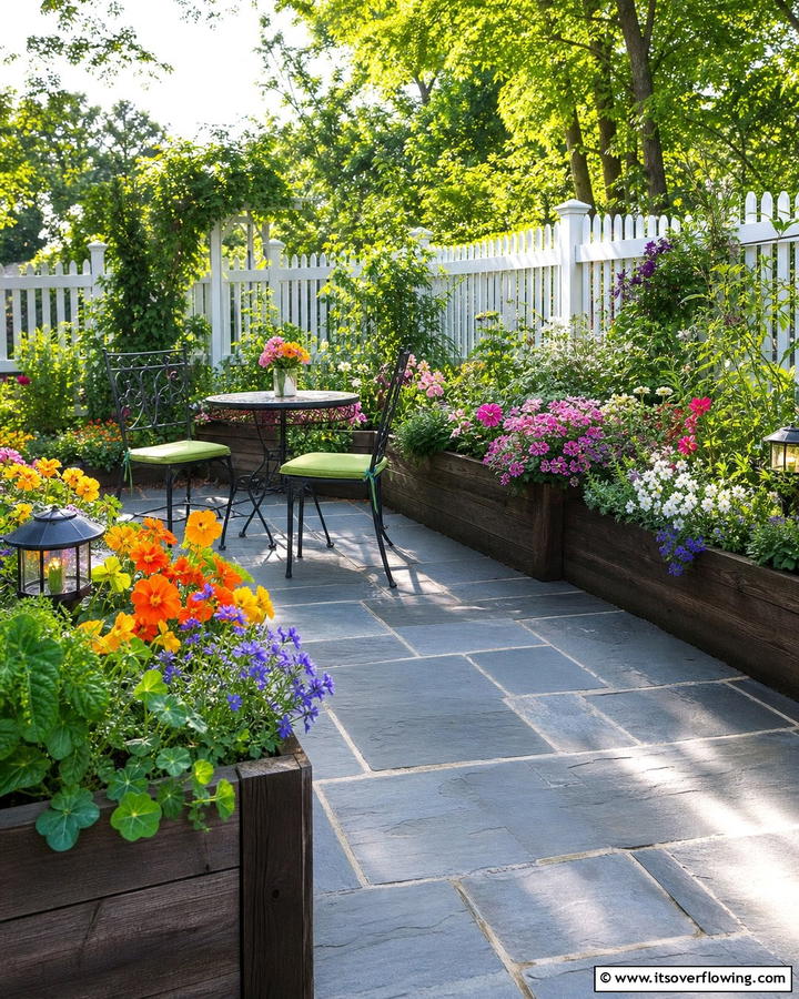 Bluestone Patio with Raised Garden Beds for Natural Beauty - 25 Beautiful Bluestone Patio Ideas for Outdoor Living