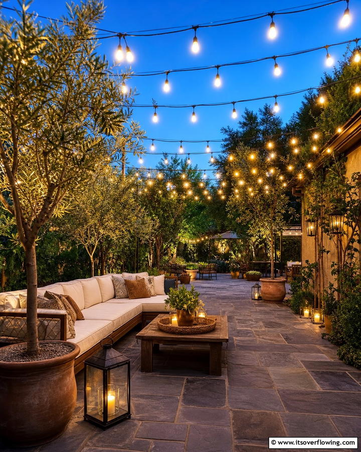Bluestone Patio with String Lights - 25 Beautiful Bluestone Patio Ideas for Outdoor Living