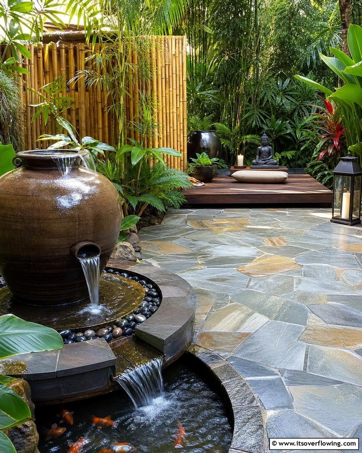 Bluestone Patio with Water Features for Serenity - 25 Beautiful Bluestone Patio Ideas for Outdoor Living