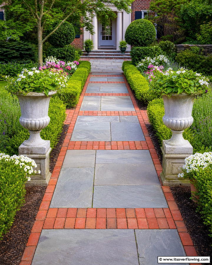 Bluestone Walkway with Brick Accents - 25 Bluestone Walkway Ideas for Your Garden