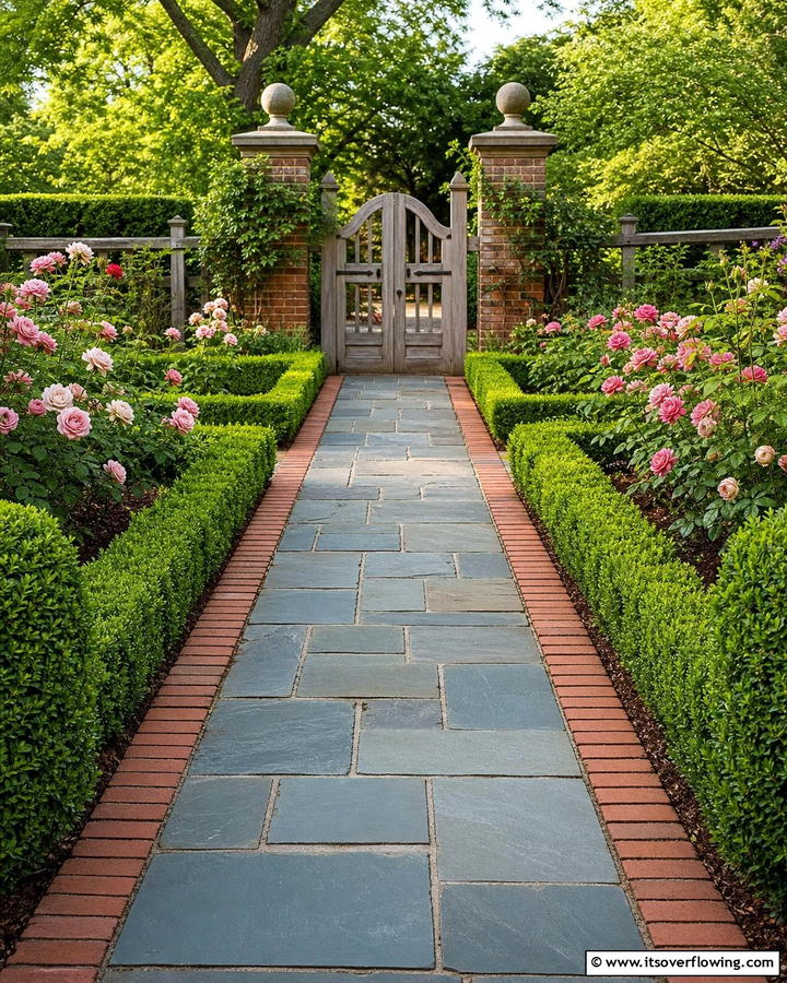 Bluestone Walkway with Brick Edging - 25 Bluestone Walkway Ideas for Your Garden