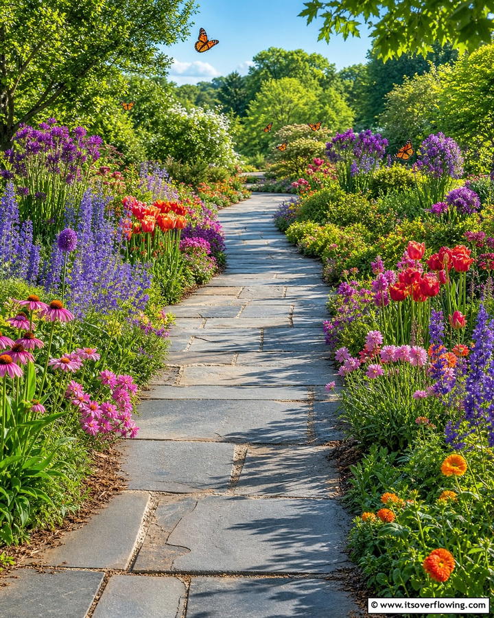 Bluestone Walkway with Vibrant Flower Borders - 25 Bluestone Walkway Ideas for Your Garden