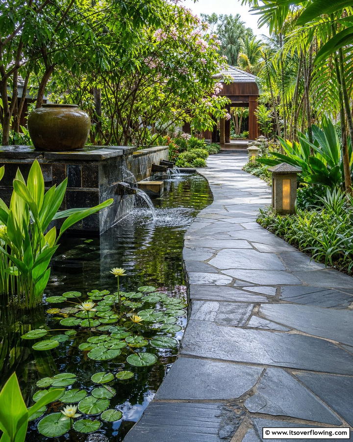 Bluestone Walkway with Water FeaturesExact - 25 Bluestone Walkway Ideas for Your Garden