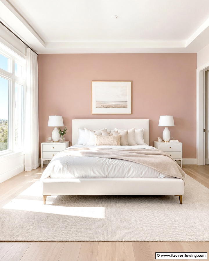 Blush Accent Wall for Subtle Drama - 25 Pink and White Bedroom Ideas for a Fresh and Airy Look