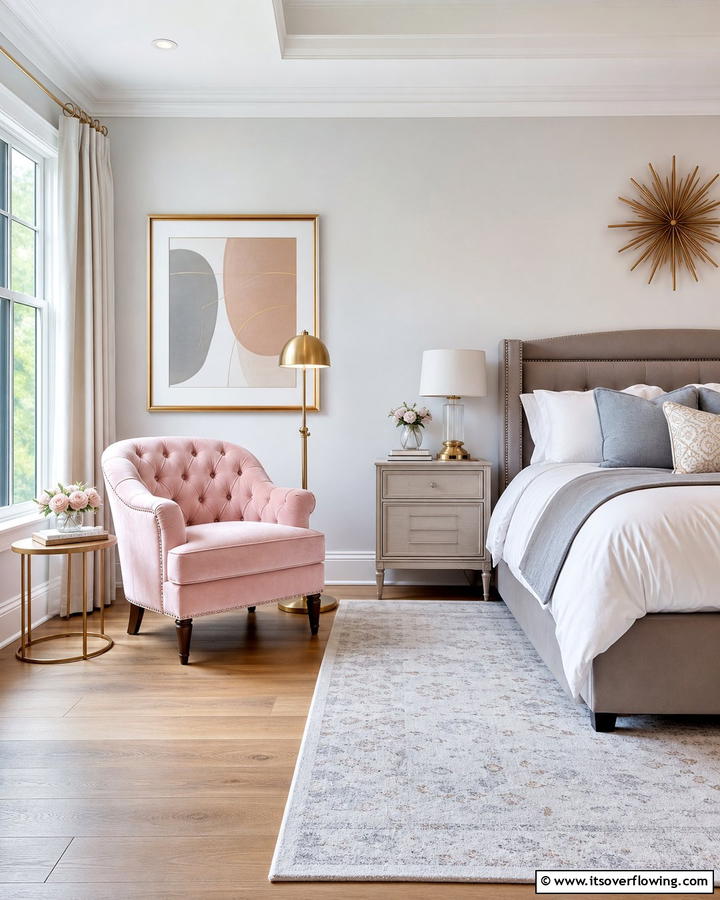 Blush Pink Accent Chair - 25 Dreamy Blush Pink Bedroom Ideas for a Romantic Look