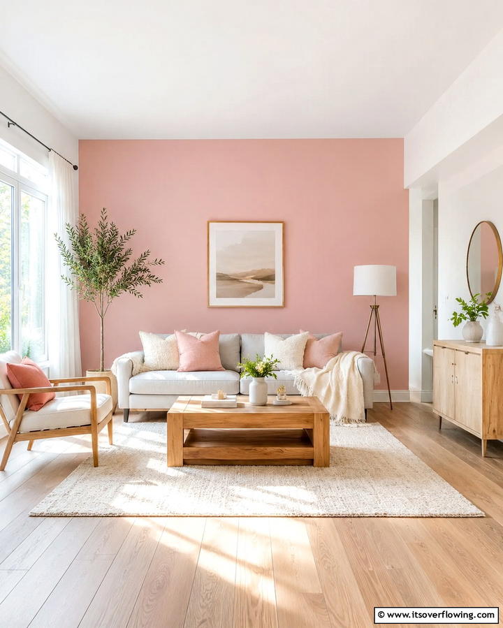 Blush Pink Accent Wall - 25 Pink Room Ideas to Create a Cozy and Inviting Space