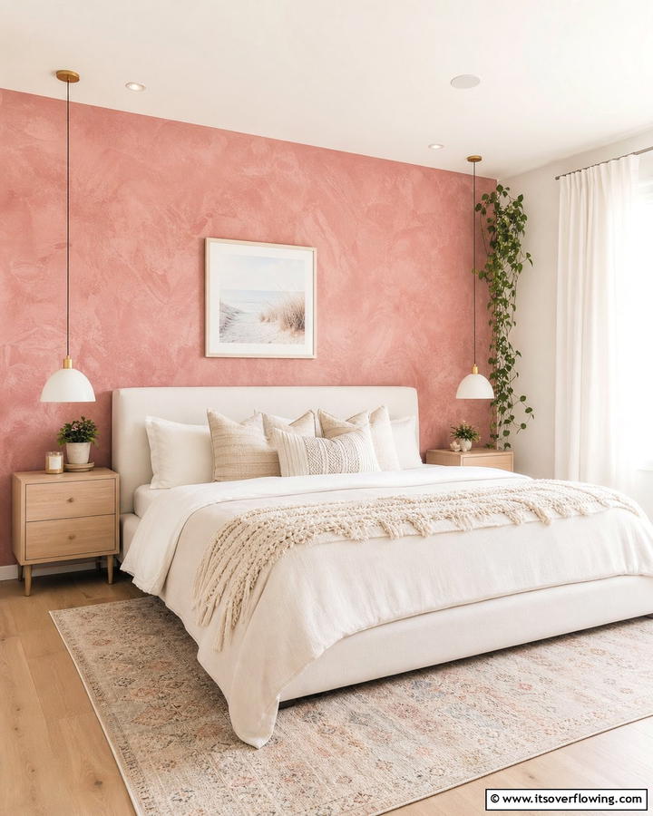 Blush Pink Accent Wall - 25 Dreamy Blush Pink Bedroom Ideas for a Romantic Look