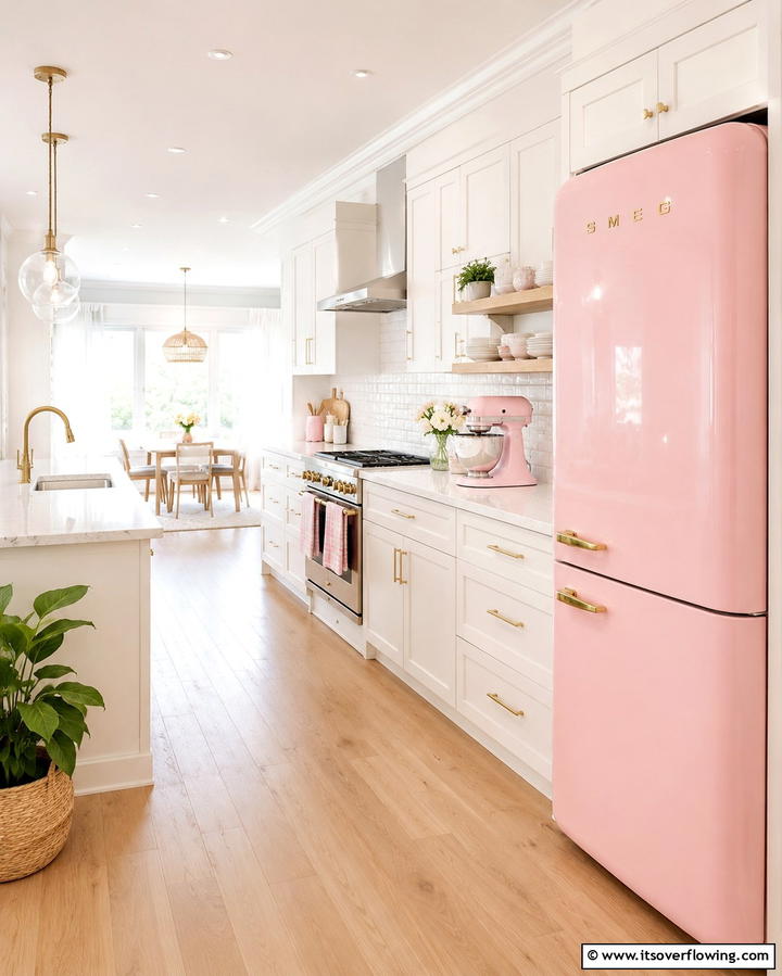 Blush Pink Appliances for a Feminine Flair - 25 Stylish Kitchen With Colored Appliances Ideas