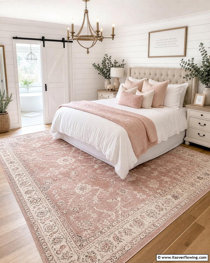 Blush Pink Area Rug - 25 Dreamy Blush Pink Bedroom Ideas for a Romantic Look