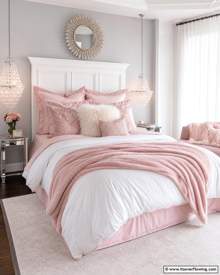 Blush Pink Bedding Layers - 25 Dreamy Blush Pink Bedroom Ideas for a Romantic Look