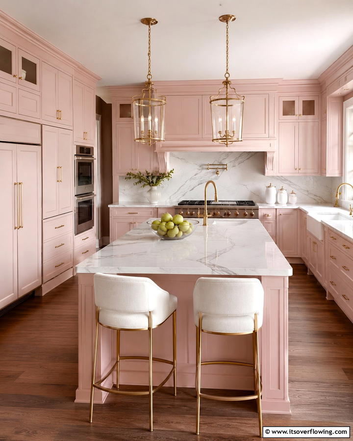 Blush Pink Cabinetry - 30 Pink Kitchen Ideas to Refresh Your Cooking Space