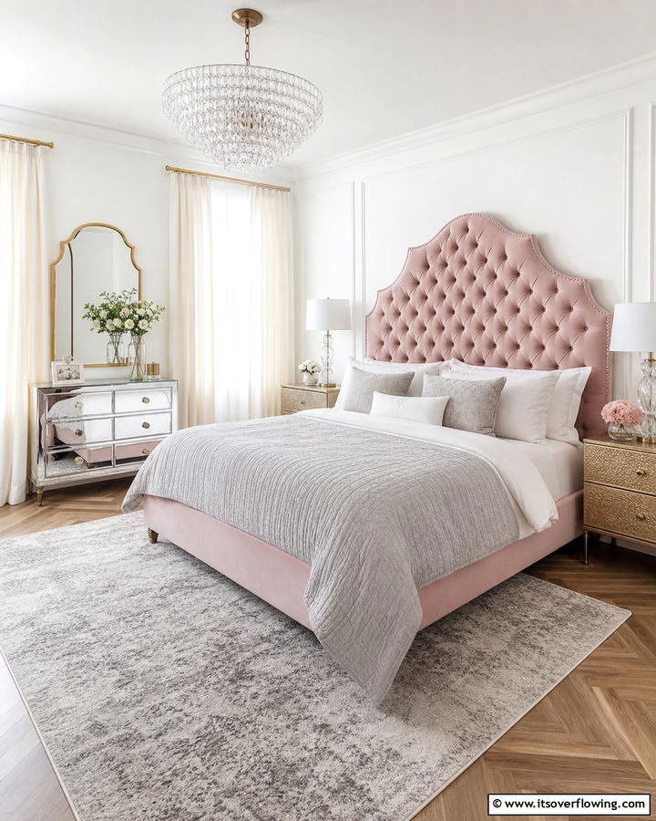 Blush Pink Headboard - 25 Dreamy Blush Pink Bedroom Ideas for a Romantic Look