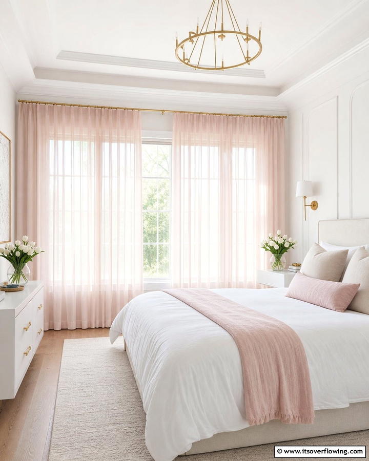 Blush Pink Sheer Curtains - 25 Dreamy Blush Pink Bedroom Ideas for a Romantic Look