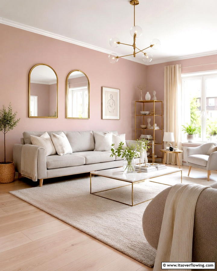Blush Pink Walls for Subtle Sophistication - 30 Pink Living Room Ideas for Soft and Inviting Spaces