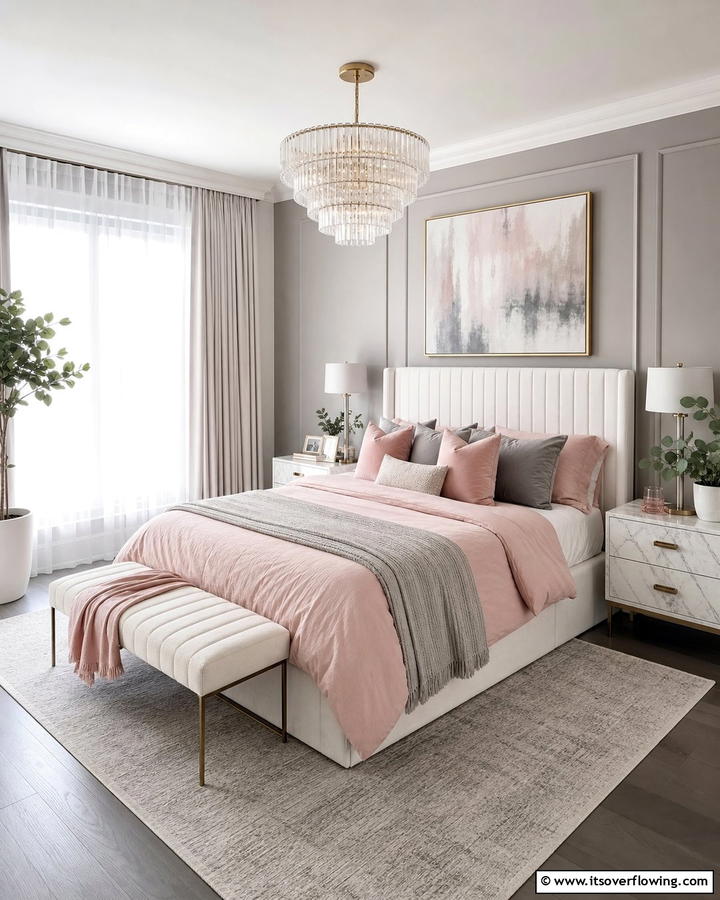 Blush Pink and Gray Palette - 25 Dreamy Blush Pink Bedroom Ideas for a Romantic Look