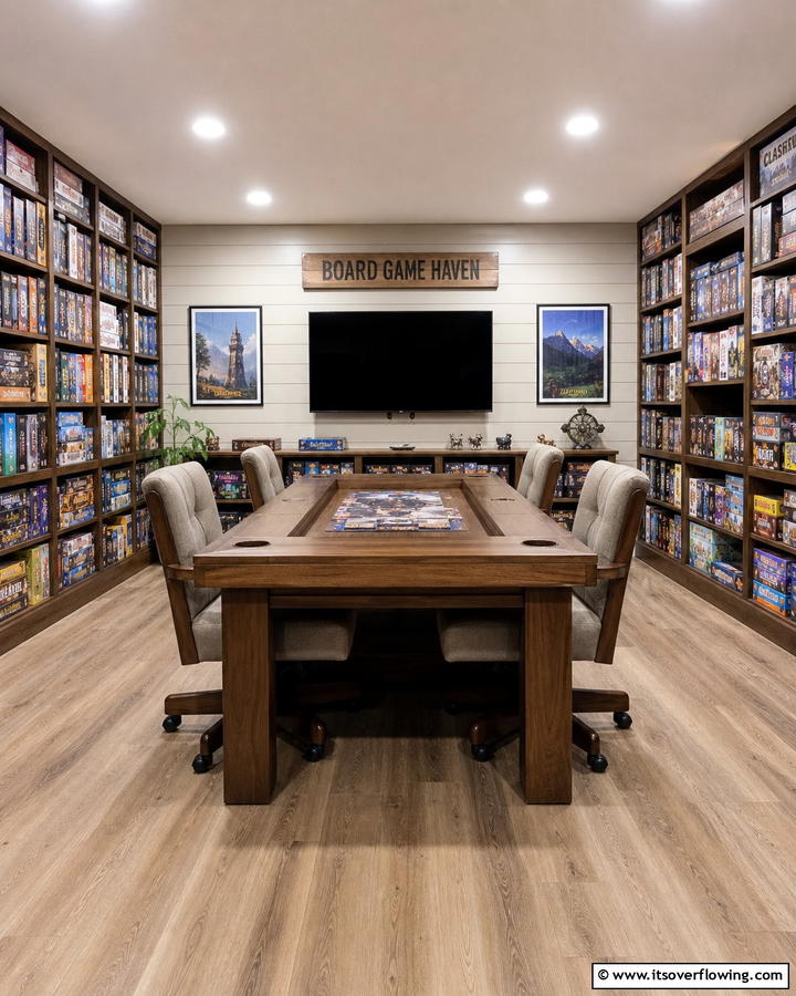 Board Game Haven - 30 Fun Basement Game Room Ideas for Family Entertainment
