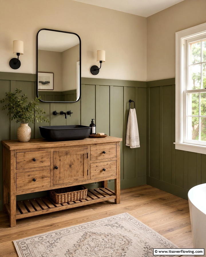 Board and Batten Wainscoting - 25 Powder Room Wainscoting Ideas for a Chic Look