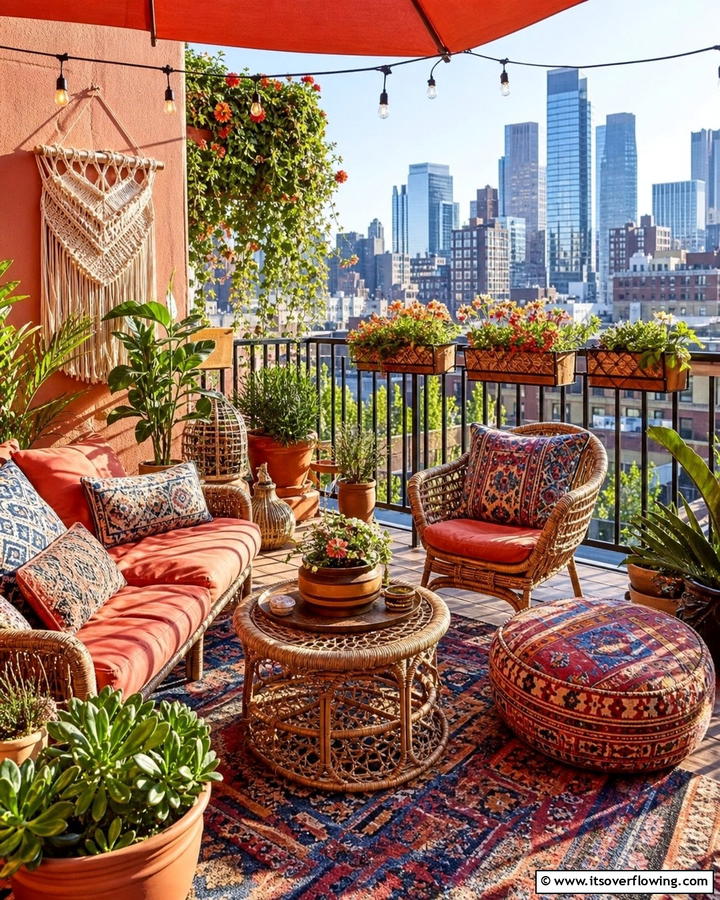 Bohemian Balcony Oasis - 30 Stylish House Decor Ideas for Every Room in Your Home