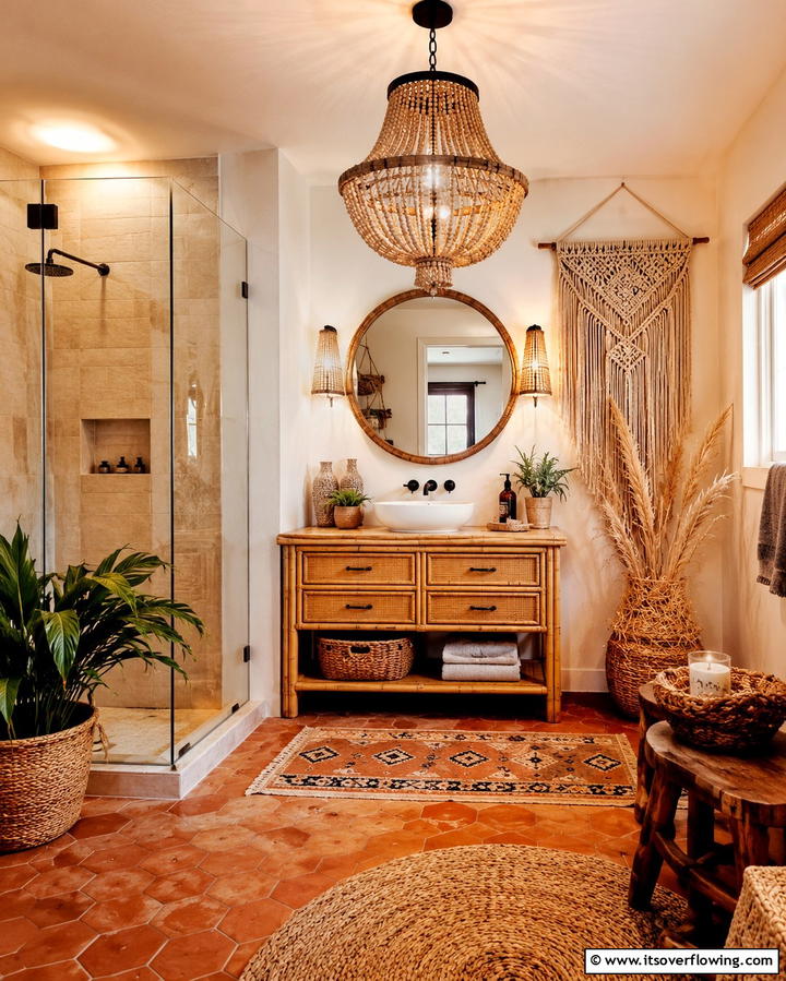 Bohemian Beaded Chandeliers - 25 Bathroom Chandelier Ideas for a Luxurious Touch
