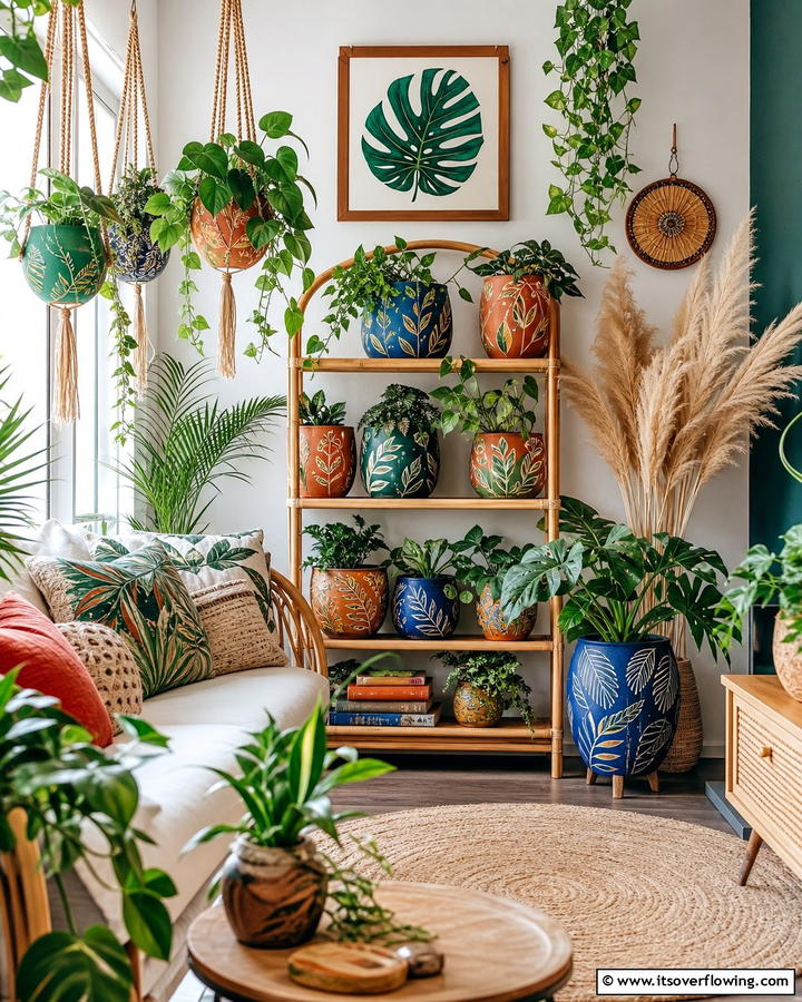 Bohemian Botanical Bliss - 21 Painted Pot Ideas for Creative Plant Container Makeovers