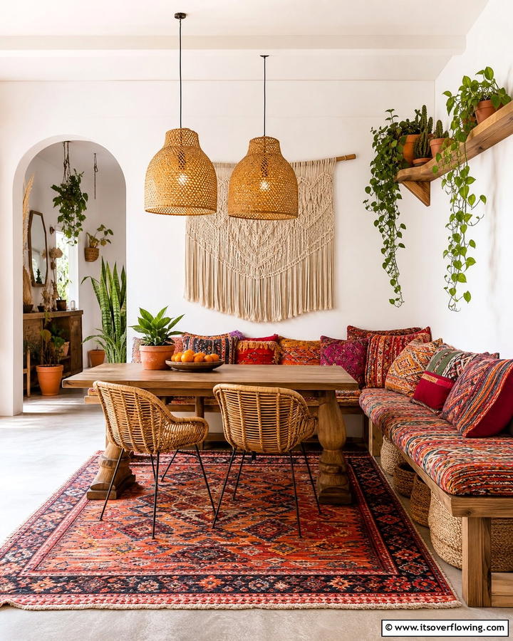 Bohemian Chic Banquette - 21 Banquette Seating Ideas for Stylish & Functional Dining Spaces