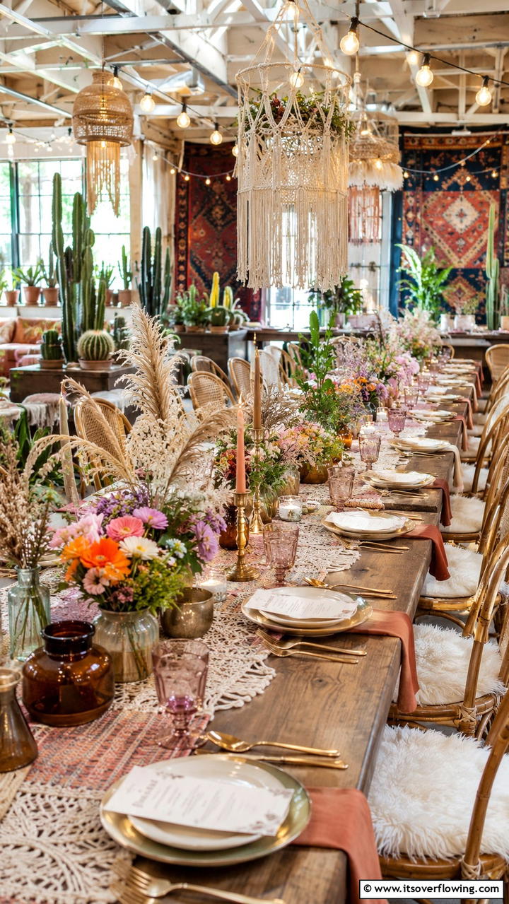 Bohemian Chic Table Arrangements - 21 Wedding Table Decoration Ideas for Memorable Celebrations