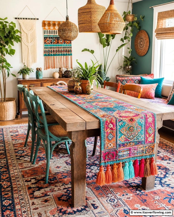 Bohemian Chic Table Runner - 21 Unique Table Runner Ideas to Enhance Your Dining Experience